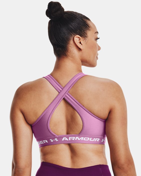 Women's Armour® Mid Crossback Sports Bra in Purple image number 5
